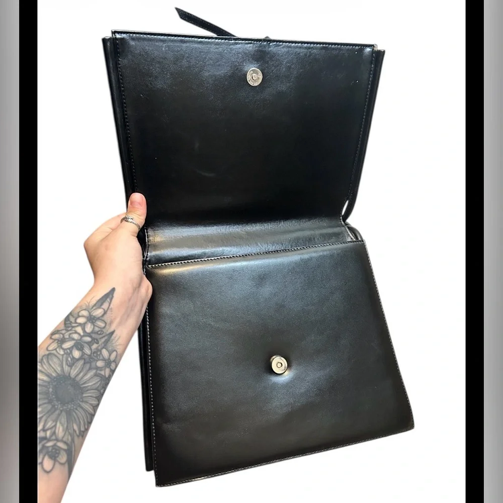 Camrose & Kross 1960s Jacqueline Kennedy Black Genuine Leather Handbag - Picture 2 of 4